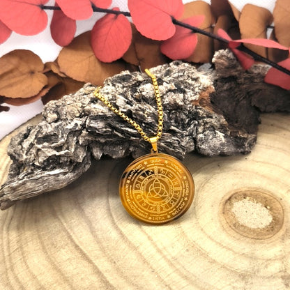 Pendentif Wicca "Roue de l'Année" - Plaqué Or
