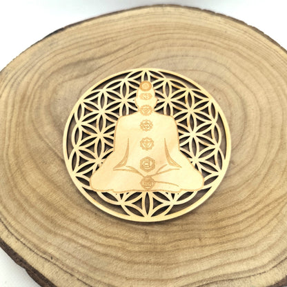 Plaque Fleur de Vie 7 Chakras 10cm
