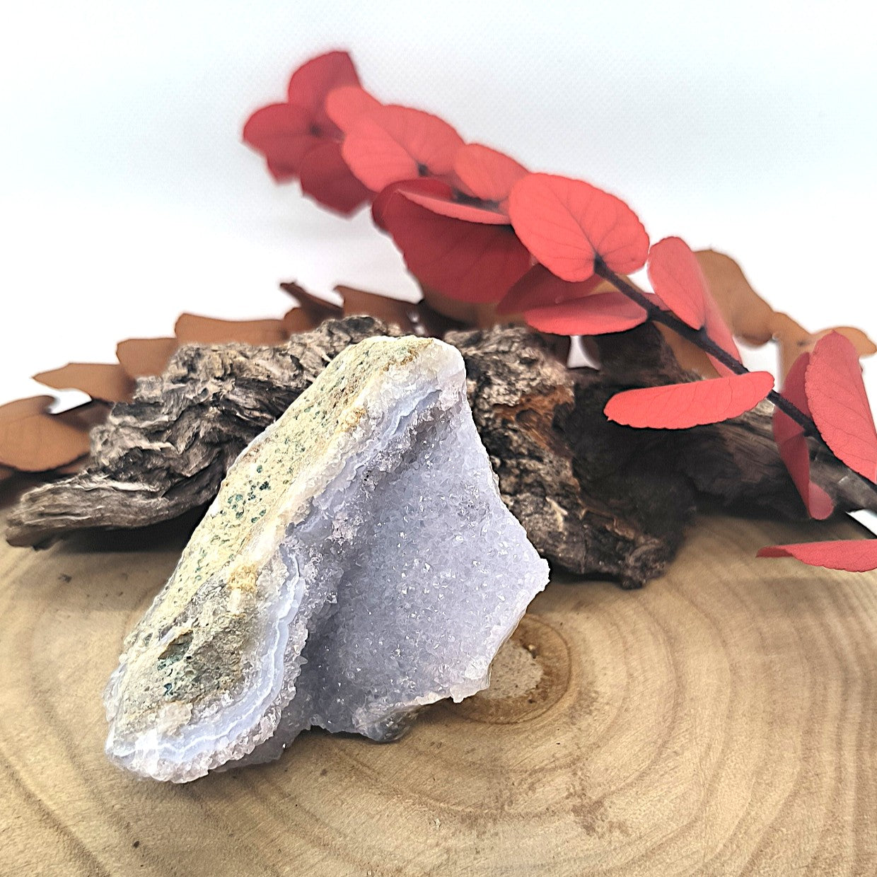 Calcédoine Bleue brute cristallisée - 172g - Pièce Unique