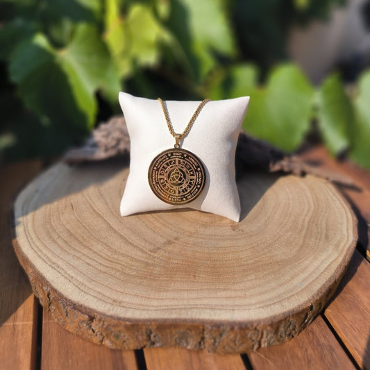 Pendentif Wicca "Roue de l'Année" - Plaqué Or - Ether et sens