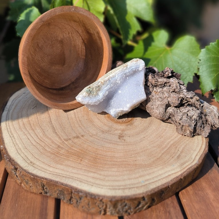 Calcédoine Bleue brute cristallisée - 172g - Pièce Unique