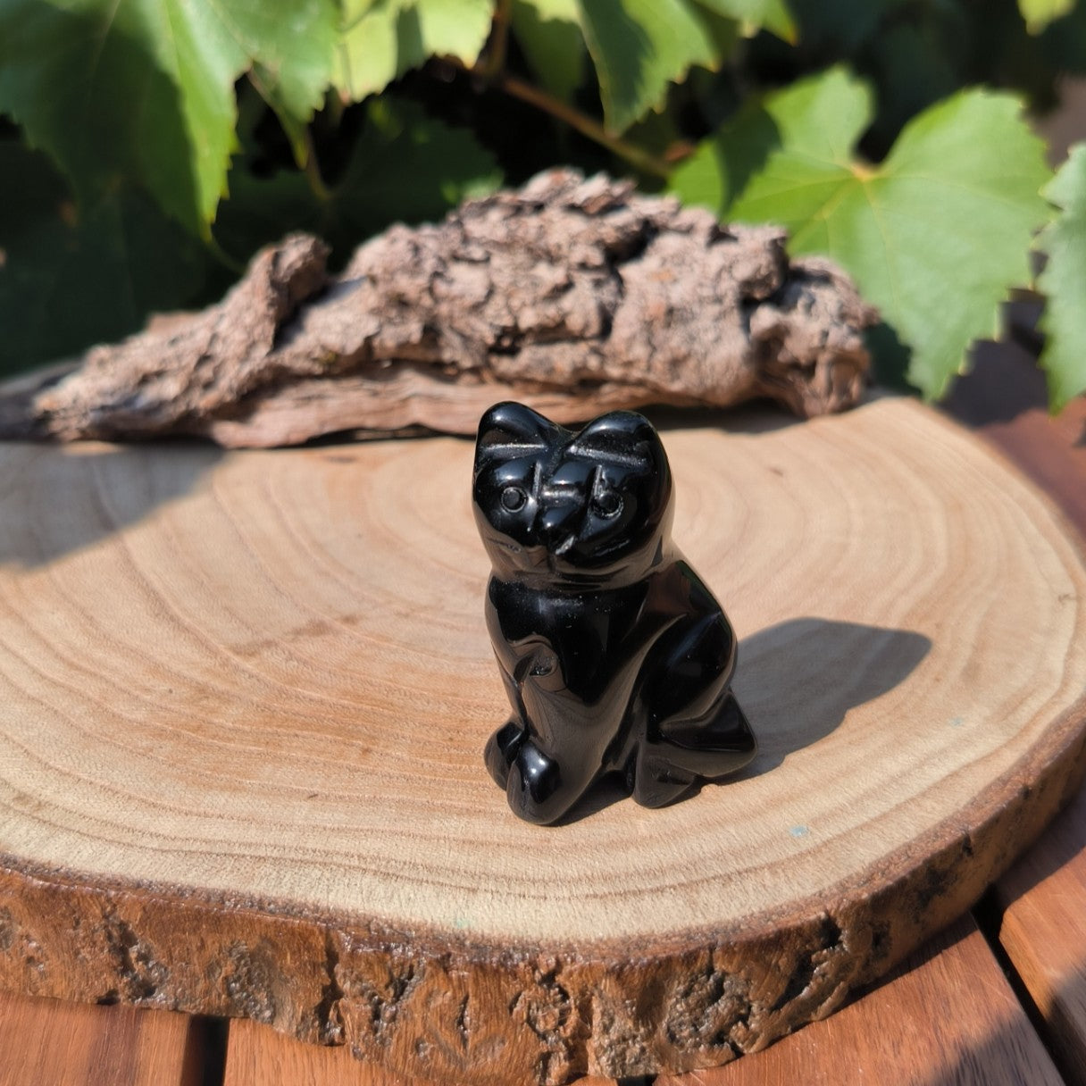 Chat en Obsidienne Noire - 50 mm - Ether et sens