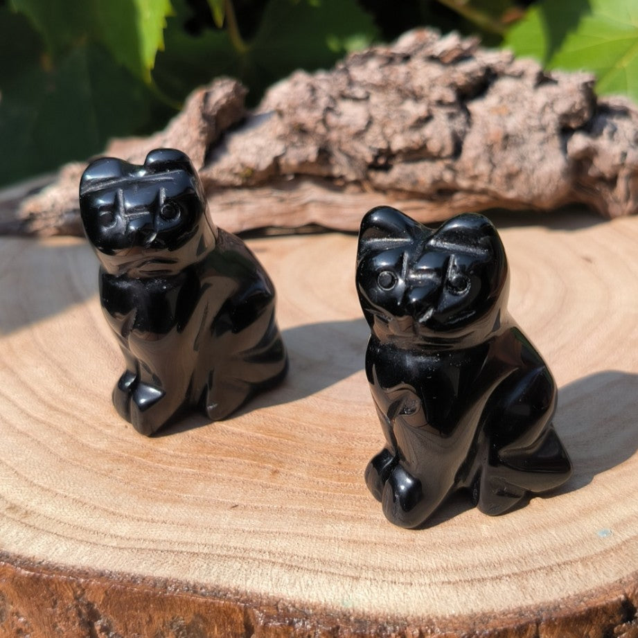 Chat en Obsidienne Noire - 50 mm