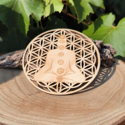 Plaque Fleur de Vie 7 Chakras 10cm