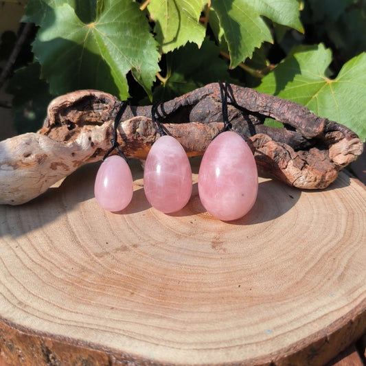Lot de 3 Œufs de Yoni en Quartz Rose