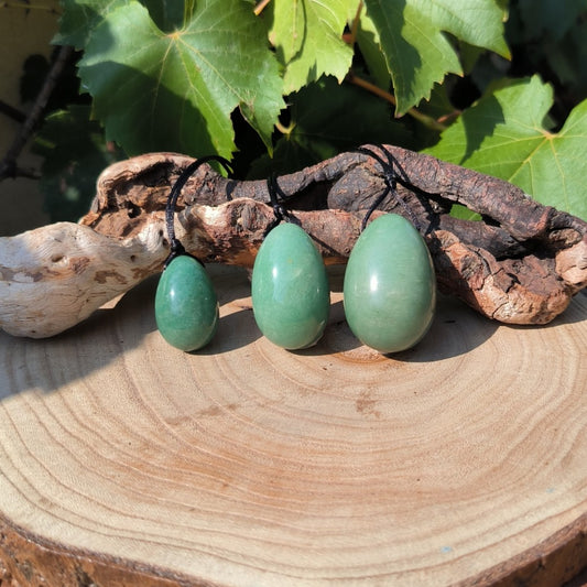 Lot de 3 Œufs de Yoni en Aventurine Verte