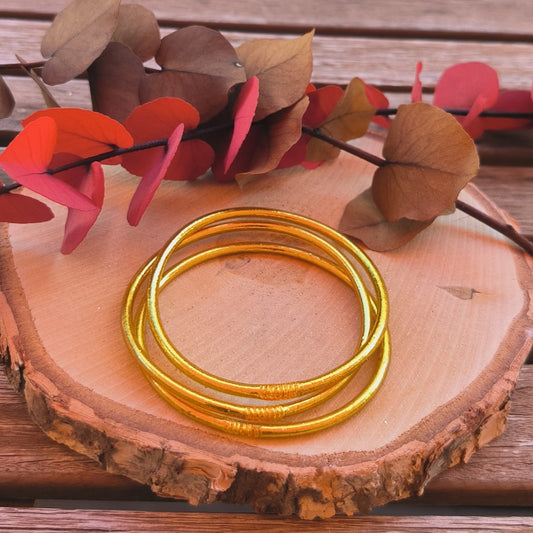 1 Bracelet Jonc bouddhiste traditionnel FIN doré - TAILLE M