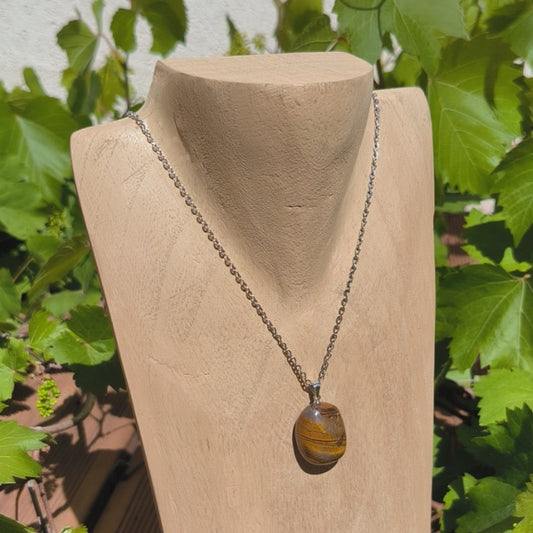 Pendentif pierre roulée OEIL DE TIGRE