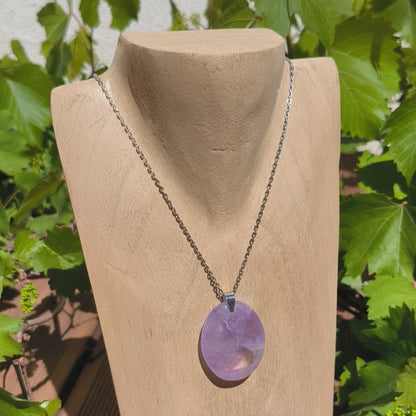 Pendentif pierre plate AMETHYSTE