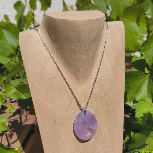 Pendentif pierre plate AMETHYSTE