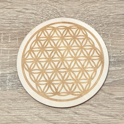 Plaque Fleur de Vie Gravée Bois 10cm