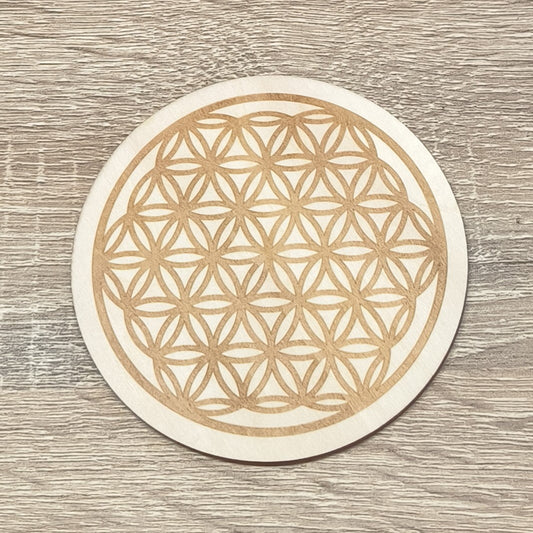 Plaque Fleur de Vie Gravée Bois 10cm