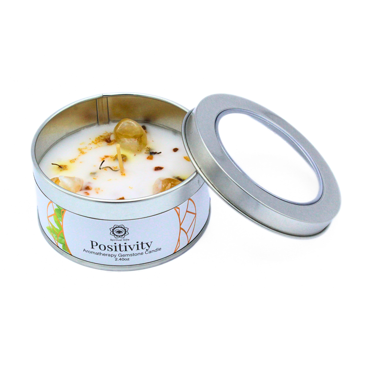 Bougie parfumée Green Tree Gemstone Positivité Thé Vert 70 g - Ether et sens