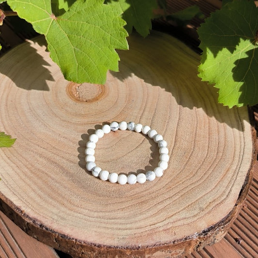 Bracelet Enfant Howlite Blanche 6mm (Taille 0)