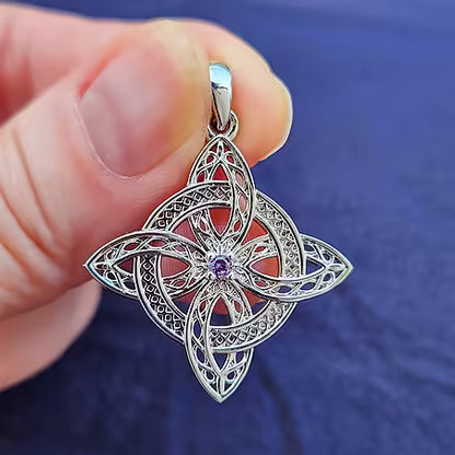Pendentif Nœud de sorcière - Zircon
