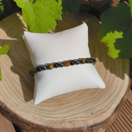 Bracelet Protection (Obsidienne Noire, Hematite, Oeil de Tigre) 6mm