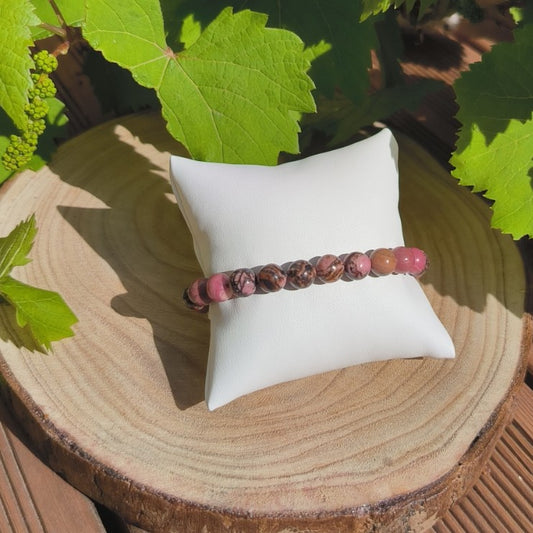 Bracelet Rhodonite 'Black Line' 8mm